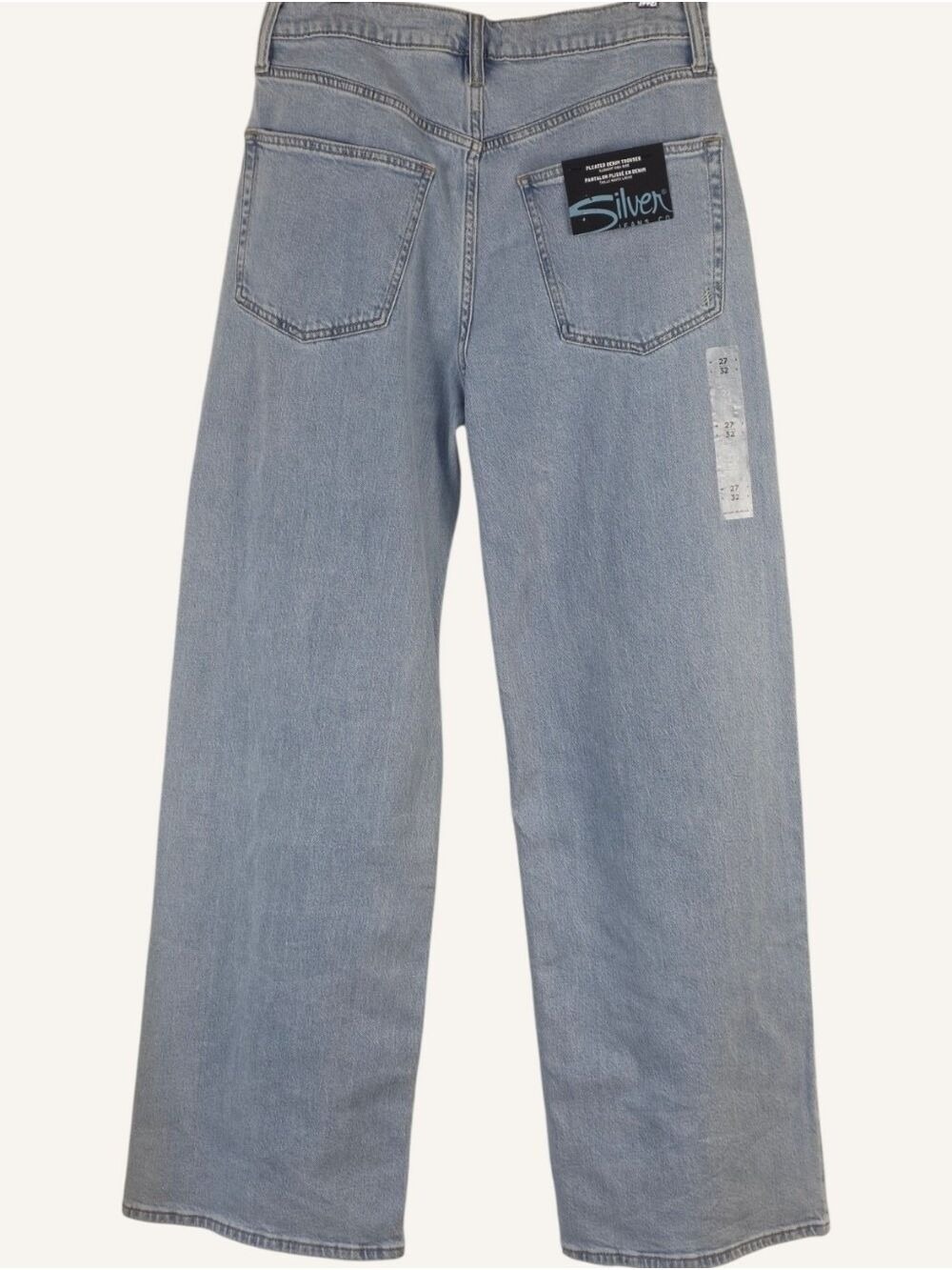 Silver Jeans Pleated High Rise Wide Leg Trouser Jeans 27x32 NWT Del Mar - Picture 2 of 7